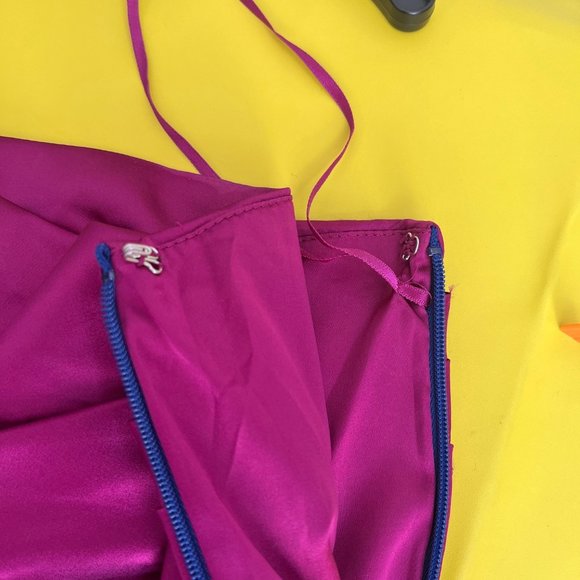 Express Colorblock Ruched Bodycon One Shoulder Mini Dress, Pink and Blue, Size S - Picture 4 of 13